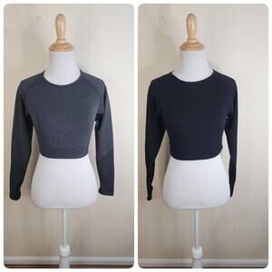 AYBL Seamless Compression Cropped Long Sleeve Top Shirt Size Medium 2 Piece
